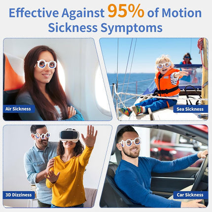 Hion Motion Sickness Glasses,Relieve Carsickness Airsickness Seasickness Glasses,Ultra-Light Portable Nausea Vertigo Glasses, No Lens Liquid Glasses for Adults or Kids(Cream-2Pairs-YJ1)
