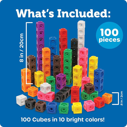 Learning Resources MathLink Cubes – Set of 100, Ages 5+, Counting Blocks for Early Maths Skills, Linking Cubes for Addition, Subtraction & Patterning