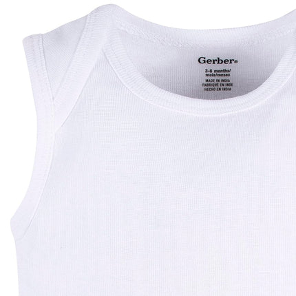 Gerber Unisex Baby Multi-pack Sleeveless Onesies Bodysuit, White, 12 Months
