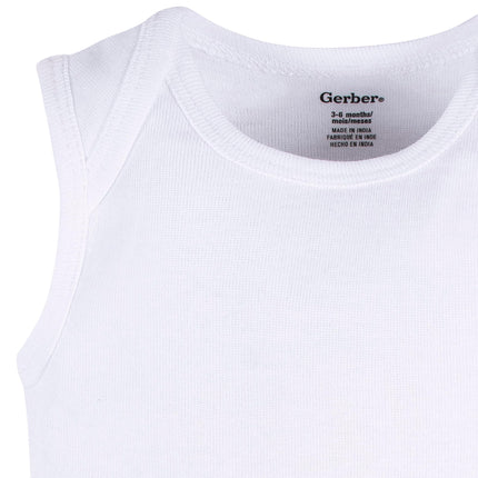 Gerber baby-girls Multi-pack Sleeveless Onesies Bodysuit, White, 0-3 Months