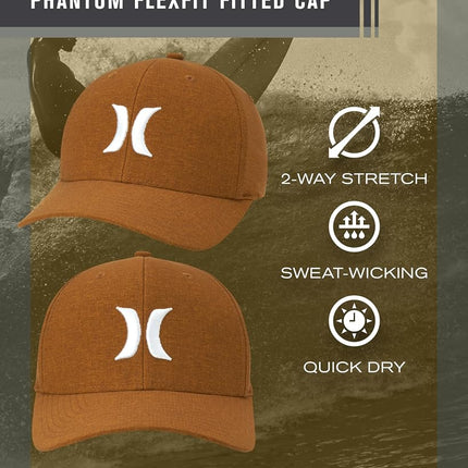 Gorra de béisbol ajustada Hurley de hombre - Phantom Flexfit, Mantra Orange, Pequeña-Mediana