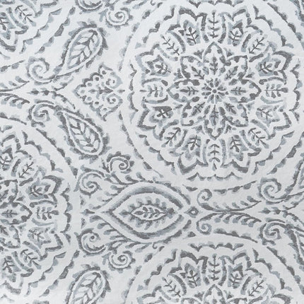 Elrene Home Fashions Savannah Boho Paisley Water- and Stain-Resistant Vinyl Tablecloth with Flannel Backing, 60 Inches X 84 Inches, Oval, Gray