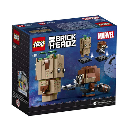 Kit de construcción LEGO BrickHeadz Groot y Rocket, Multicolor
