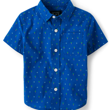 The Children's Place Baby Boys' Poplin Short Sleev