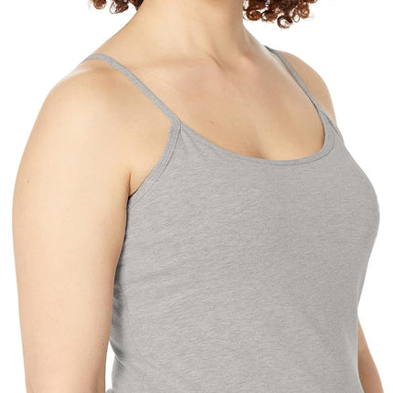 Hanes Women's Stretch Cotton Cami with Built-in Shelf Bra, Grey Heather, X Large
