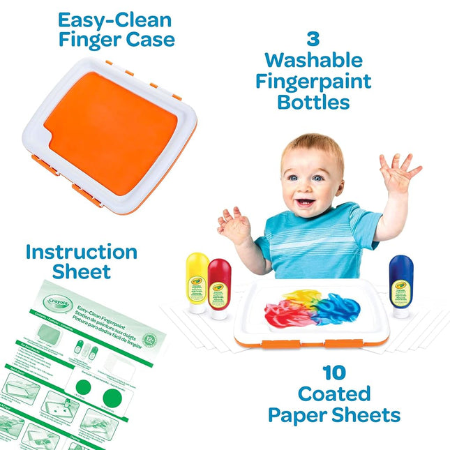 Crayola Washable Finger Paint Station, Less Mess Finger Paints for Toddlers, Kids Gifts for Holiday