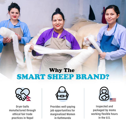 Wool Dryer Balls - Smart Sheep 6-Pack - XL Premium Natural Fabric Softener Award-Winning - Wool Balls Replaces Dryer Sheets - Wool Balls for Dryer - Laundry Balls for Dryer (Marching Penguins)
