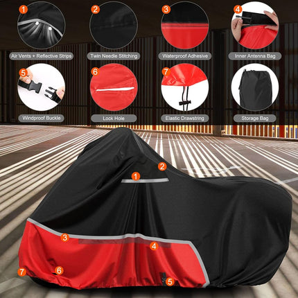 Waterproof Motorcycle Cover Replace for Harley Davidson Cruiser Models, 420D Oxford Cloth Softail, Dyna, Iron 883, Fat Boy 114, Forty-Eight, Low Rider, Sport Glide Cover for Snow Rain Protection