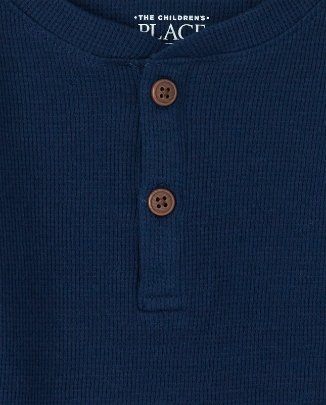 The Children's Place Y Boy's Long Sleeve Henley Thermal Shirt Baby Boys Shirt, Tidal, 5T