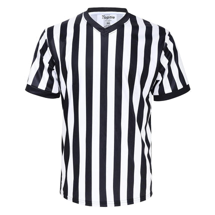 TOPTIE Sporting Goods Men's Referee Shirt Official V-Neck Black & White Stripe Jersey-S