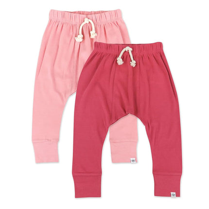 HonestBaby Multipack Honest Pants Joggers con pretina elástica 100% algodón orgánico para bebés e infantes, niños, niñas, unisex, color rosa ombré, 24 meses