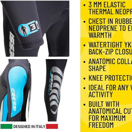 Cressi Women's Lady - All-in-one Cressi Women s Morea 3 mm Neoprene Wetsuit Black Turquoise X Large Size 5, Black/Turquoise/Silver, XL 5 UK
