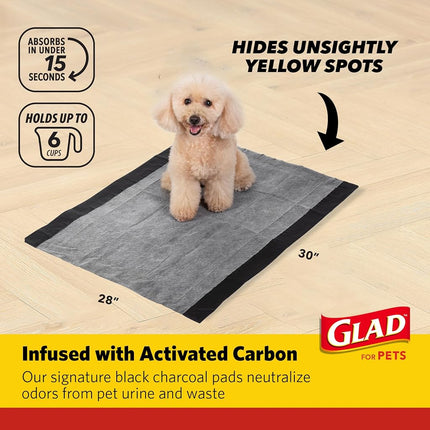Glad for Pets Jumbo-Size Charcoal Puppy Pads | Black Training Pads That Absorb & Neutralize Urine Instantly | New & Improved Quality Puppy Pee Pads, 180 Count