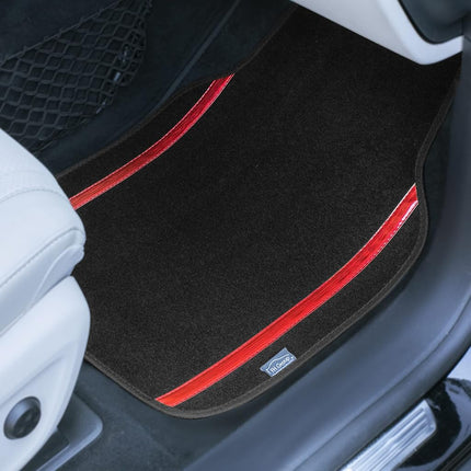 FH Group Car Floor Mats - Carpet Floor Mats for Cars, Universal Fit Automotive Floor Mats, All Purpose Car Floor Mats, Carpet Protector Mat for Most Sedan, SUV, Truck Floor Mats Red