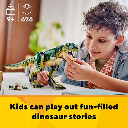 Juguete Tiranosaurio Rex 3 en 1 de LEGO - Set de construcción de dinosaurios para niños y niñas de 9 años en adelante - 3 opciones de construcción, se transforma de T-Rex a Triceratops y a Pterodáctilo - Idea de regalo para Navidad, cumpleaños - 31151