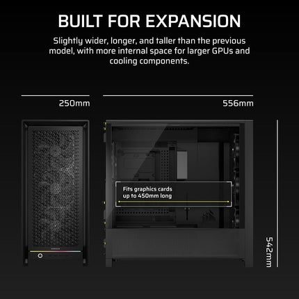 CORSAIR FRAME 5000D RS Modular High Airflow Mid-Tower PC Case – 4x Pre-Installed RS Fans, InfiniRail™ Fan Mounting System, GPU Anti-Sag, ASUS BTF, MSI Project Zero, Gigabyte Project Stealth – Black