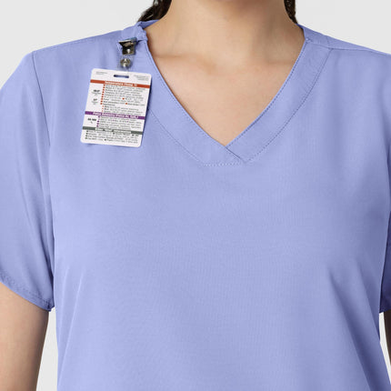 WonderWink 6255ACEILMD W123 Women's Basic V-neck Top, Ceil Blue, Standard-M Size