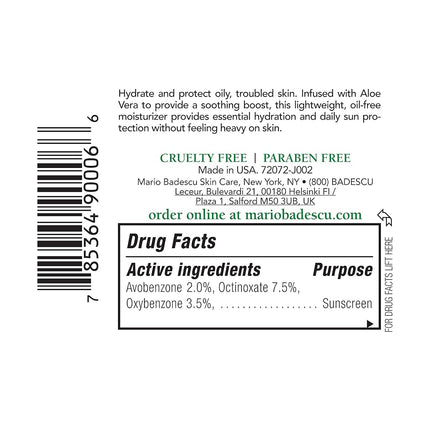 Crema Hidratante de Aloe Mario Badescu FPS 15, 59 ml