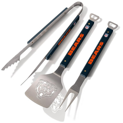 YouTheFan NFL Chicago Bears Spirit Series 3-Piece BBQ Set Stainless Steel, 22" x 9"