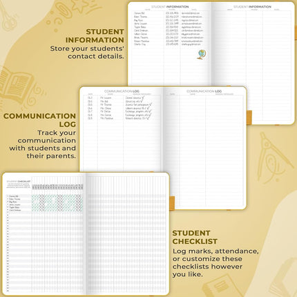 Clever Fox Teacher Planner – School Year Planner with Calendars & Lesson Plans – Teacher Plan Book for Classroom & Homeschool Organization - Undated, A5 Size, Hardcover (Amber Yellow)
