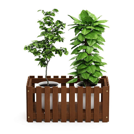 Furinno Hardwood Slat Style Flower Planter Box in Teak Oil, Wood, Natural, 63 (W) x 30.2 (H) x 30.5 (D) cm