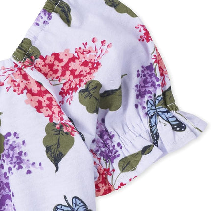 The Children's Place Girls' Short Sleeve Fashion Shirt, Butterfly/Floral, X-Small