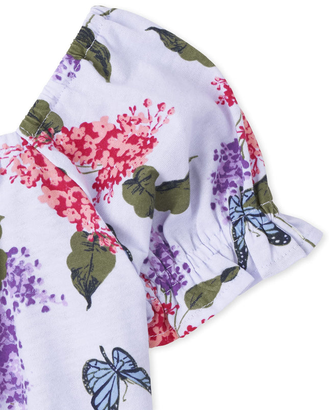 The Children's Place Girls' Short Sleeve Fashion Shirt, Butterfly/Floral, X-Small