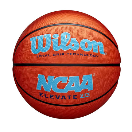 Wilson Basketball, NCAA Elevate VTX, Extérieur et Intérieur, Technologie Total Grip, Taille : 6, Orange/Bleu