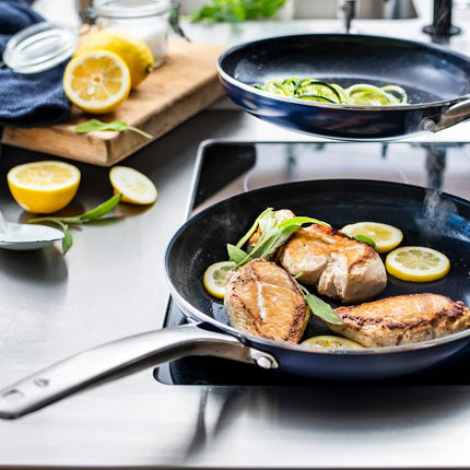 Blue Diamond Cookware Diamond Infused Ceramic Nonstick 12" Frying Pan Skillet PFAS-Free Dishwasher Safe Oven Safe Blue