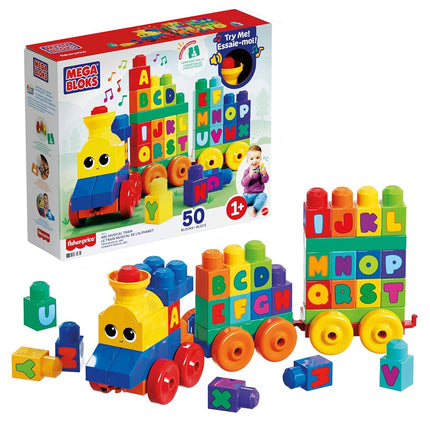 MEGA BLOKS Building Toy ABC Blocks Train Set with 