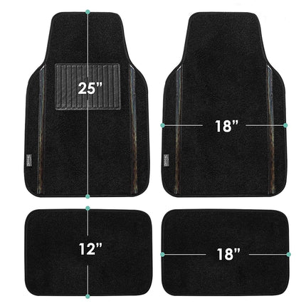FH Group F14413BLACK-AVC Floor Mat, Metallic Stripe Black, Front 25.2 x 18.1 inches (64 x 46 cm), Rear 11.8 x 18.1 inches (30 x 46 cm), Universal Fit, Full Set, Fits Galaxy 13 Car, SUV, Truck, Van