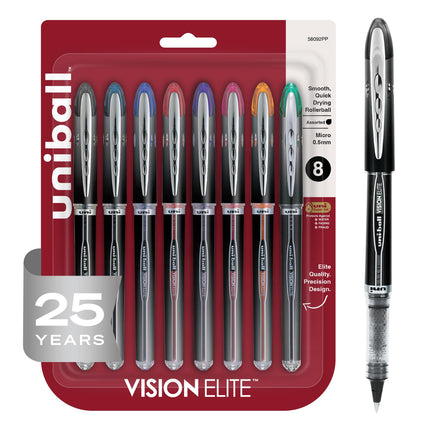 uniball Vision Elite Roller Ball Pen, Stick, Micro