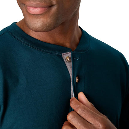 Hanes Men's T-Shirts, Men's BeefyT Henley Shirts, Men's Cotton Long Sleeve Shirts, Petro Teal, XL
