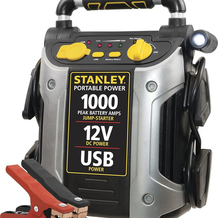 STANLEY J509 Portable Power Station Jump Starter 1000 Peak Amp Battery Booster, USB Port, Battery Clamps