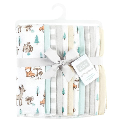 Hudson Baby Unisex Baby Cotton Flannel Burp Cloths Bundle, Neutral Woodland Pals, One Size