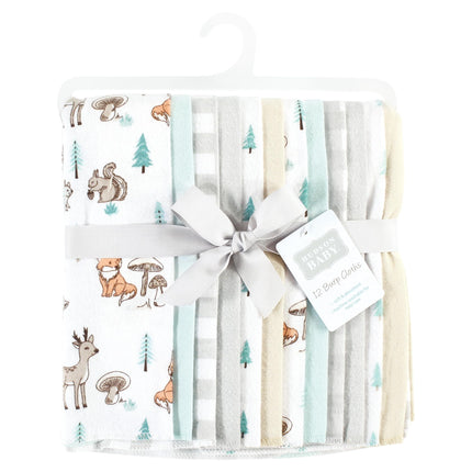 Hudson Baby Unisex Baby Cotton Flannel Burp Cloths Bundle, Neutral Woodland Pals, One Size