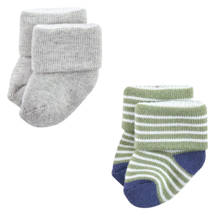Luvable Friends Baby Girls Unisex Newborn Terry Socks, Orange Blue Aztec, 0-6 Months, (Pack of 12)