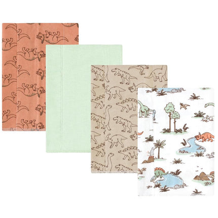 Hudson Baby Paños para eructar de franela de algodón unisex para bebé, paquete de 4 unidades de aventuras de dinosaurios, talla única