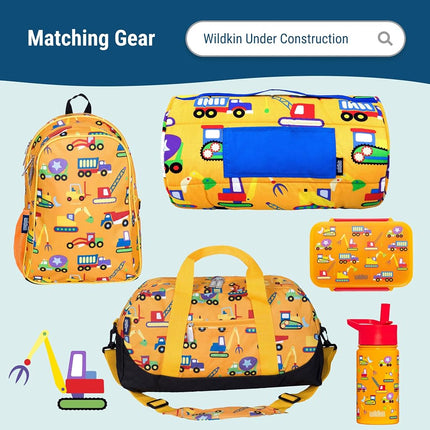 Wildkin Kids Fiambrera aislada ECO rPET – Mantiene la comida fría o caliente, forro de fácil limpieza, bolsillos de malla y sin BPA – Niños y niñas, ideal para la escuela, viajes y guardería – En construcción