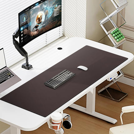 Cacoy Oversized 100x40cm PU Leather Desk Pad - Gaming Mouse Pad Writing Desk Mate Protective Mat for Office, Home, Gaming, Working - Dark Brown