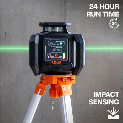 Klein Tools 93RLS Self Levelling Rotary Laser Level Kit Horizontal Vertical with Plumb Point, 350m Range, Rechargeable, Tripod, Detector, 8ft Pole, Carry Case, ≤5mW