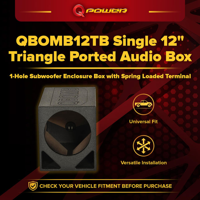 Caja para subwoofer Q Power QBOMB12TB, triangular de 12 pulgadas, con puerto
