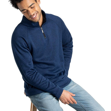 Jersey polar con cremallera de cuarto Fruit of the Loom para hombre, brezo azul marino, XL