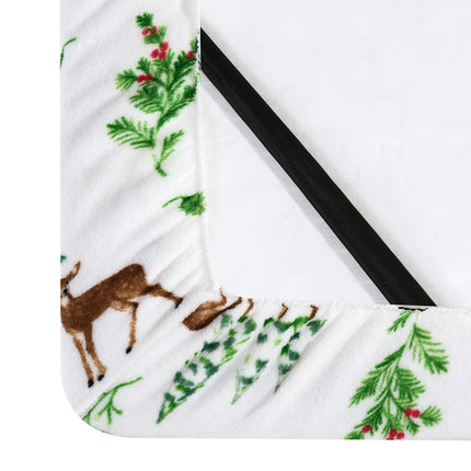 Elegant Comfort Luxuriously Soft 4-Piece Holiday Velvet Plush Flannel Sheet Set - Premium Quality - Cozy Warm, Christmas Fuzzy Velvet Flannel Fleece Deep Pocket Sheet Set - Twin XL, Enchanted Woods