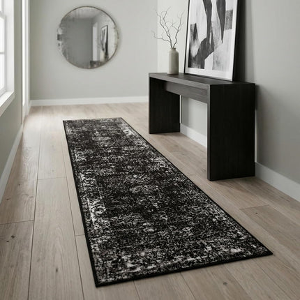 Unique Loom Sofia Collection Traditional Vintage Black Runner Rug (3' x 16')