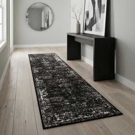 Unique Loom Sofia Collection Traditional Vintage Black Runner Rug (3' x 16')
