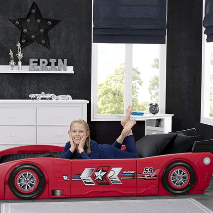 Delta Children Grand Prix Race Car Child and Double Bed, Plastic, Black, 94,49x45,34x21,47 inch (Pack of 1)