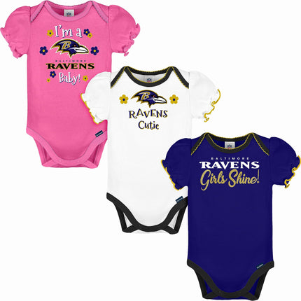 Gerber Baby Girl's Standard NFL 3 Pack Short Sleev