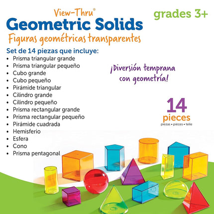Learning Resources View-Thru Geometric Solids - 14 Pieces, Grades 3+ Geometry for Kids, Classroom Learning Tools and Supplies