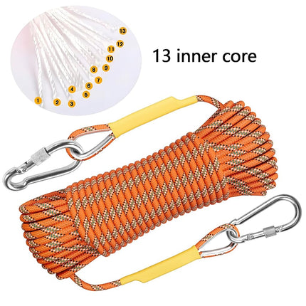 X XBEN Outdoor Climbing Rope 10M(32ft) 20M(64ft) 30M (96ft) 50M(160ft) Rock Climbing Rope, Escape Rope Climbing Equipment Fire Rescue Parachute Rope (96 Foot) - Orange
